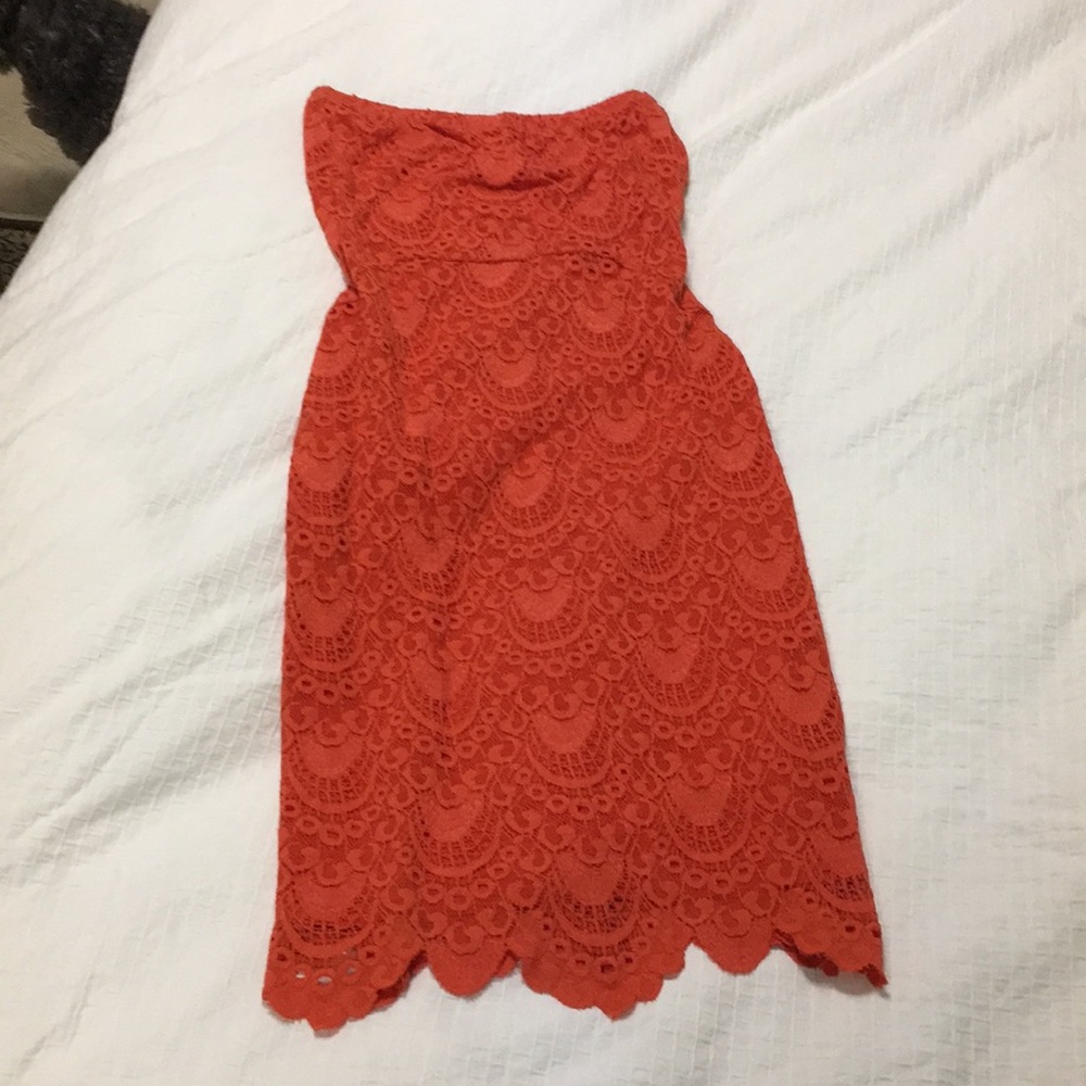 Velvet orange lace dress